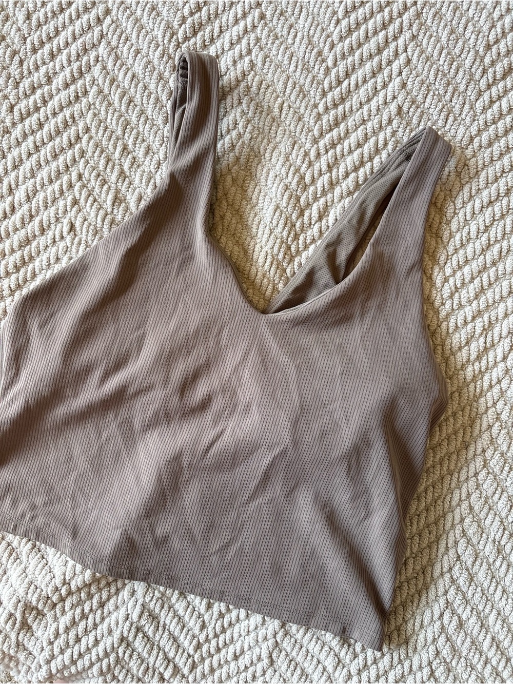 all in motion Taupe Ribbed V-Neck Cropped Tank